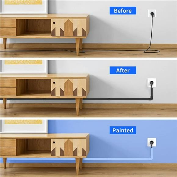 142in Cord Cover, Paintable Wire Channel - 9X L15.7in, W0.59in, H0.4in, Black - Picture 5 of 7